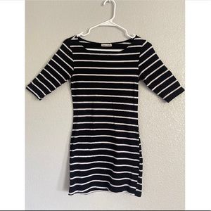 Casual black and white striped dress